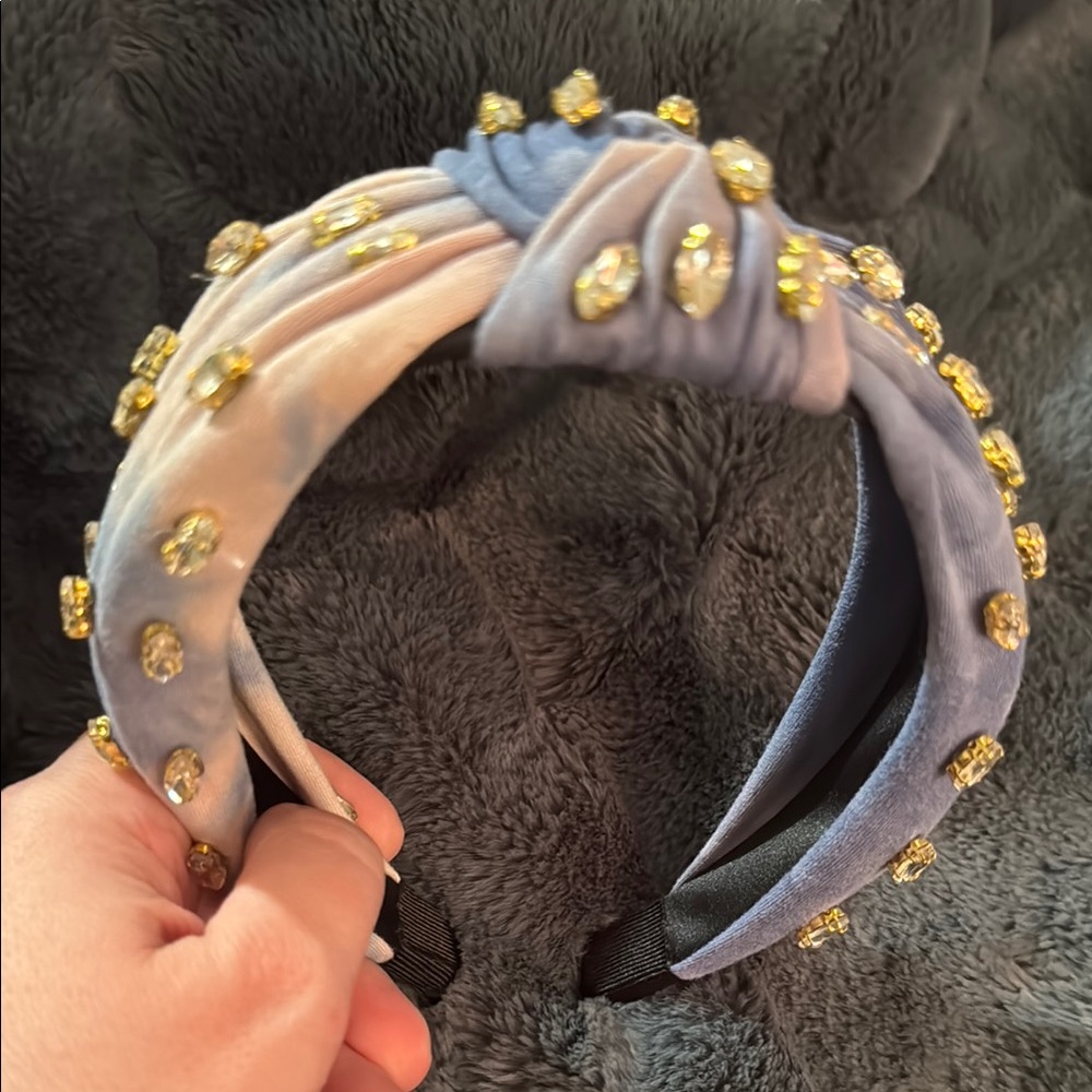 Embellished Blue and Cream Headband